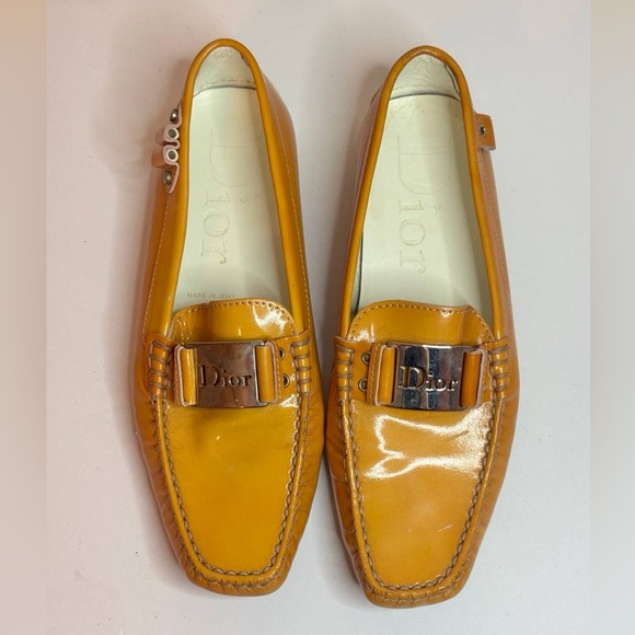 Christian Dior Women’s Patent Leather Loafers Metal Buckle Size 36.5 - Picture 3 of 10